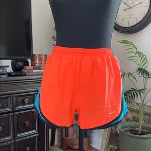 Nike Women's Bright Orange Athletic Shorts with Teal Trim